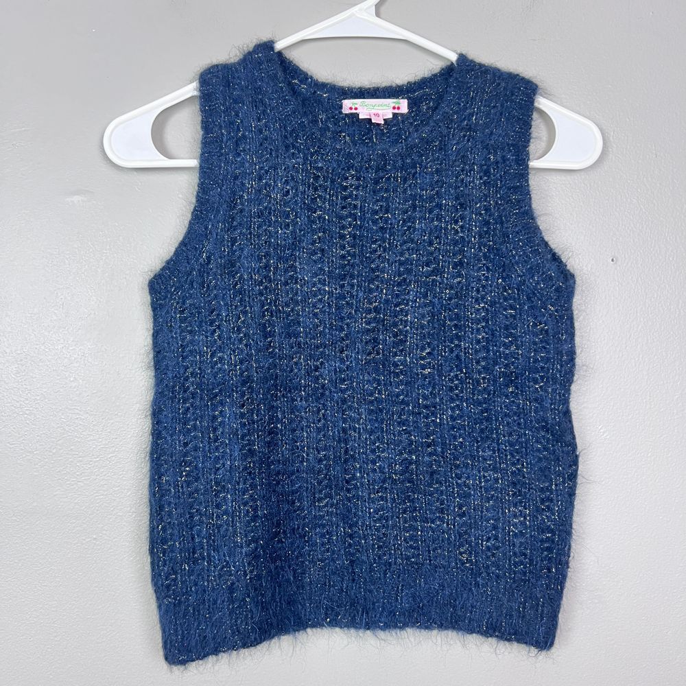 Bonpoint Girls Sweater Tank Vest Alpaca Merino Wool Navy Blue Size 10